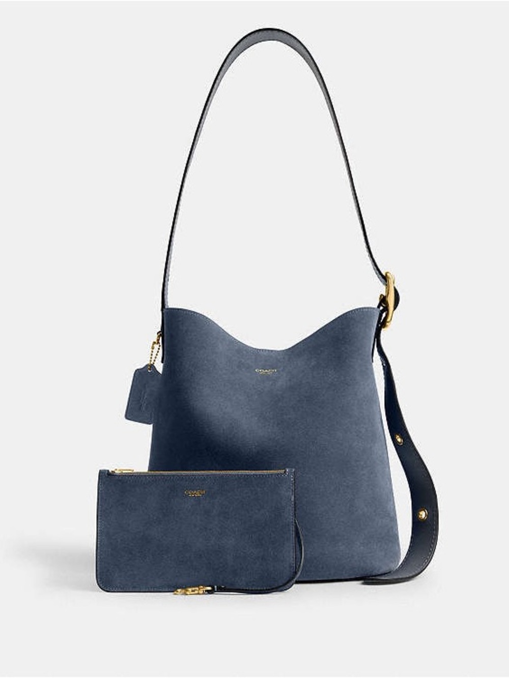NWT Coach Bleecker Bucket Shoulder Bag Suede Light Denim CCC24